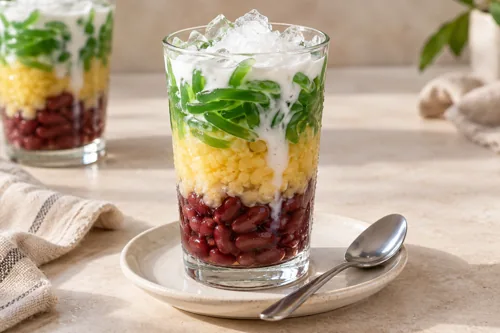 Chè Ba Màu (Three Color Dessert) — AI illustration